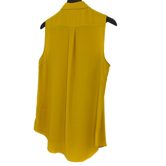 RACHEL ZOE Los Angeles New York Yellow Button Up Sleeveless Shirt Size L - Picture 12 of 16